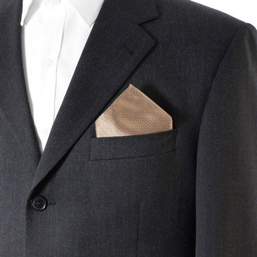 Champagne Herringbone Pocket Square