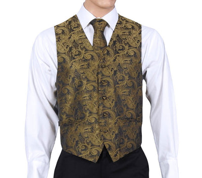 Black And Gold Tapestry Vest