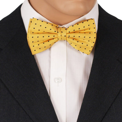 Yellow Dotted Silk Bow Tie