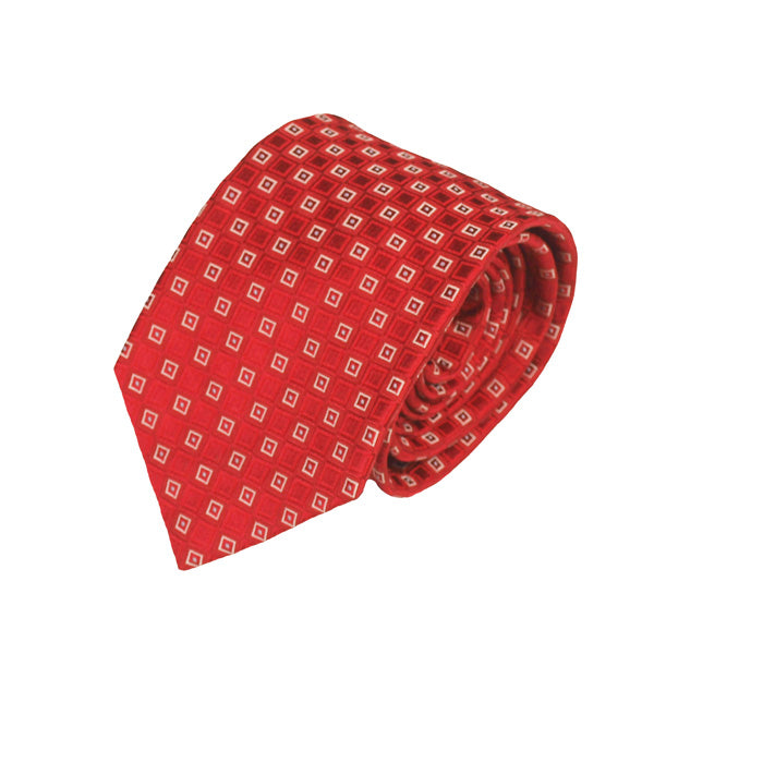 Mens Patterned Red Silk Tie