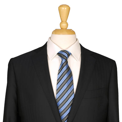 Blue ties with black stripes
