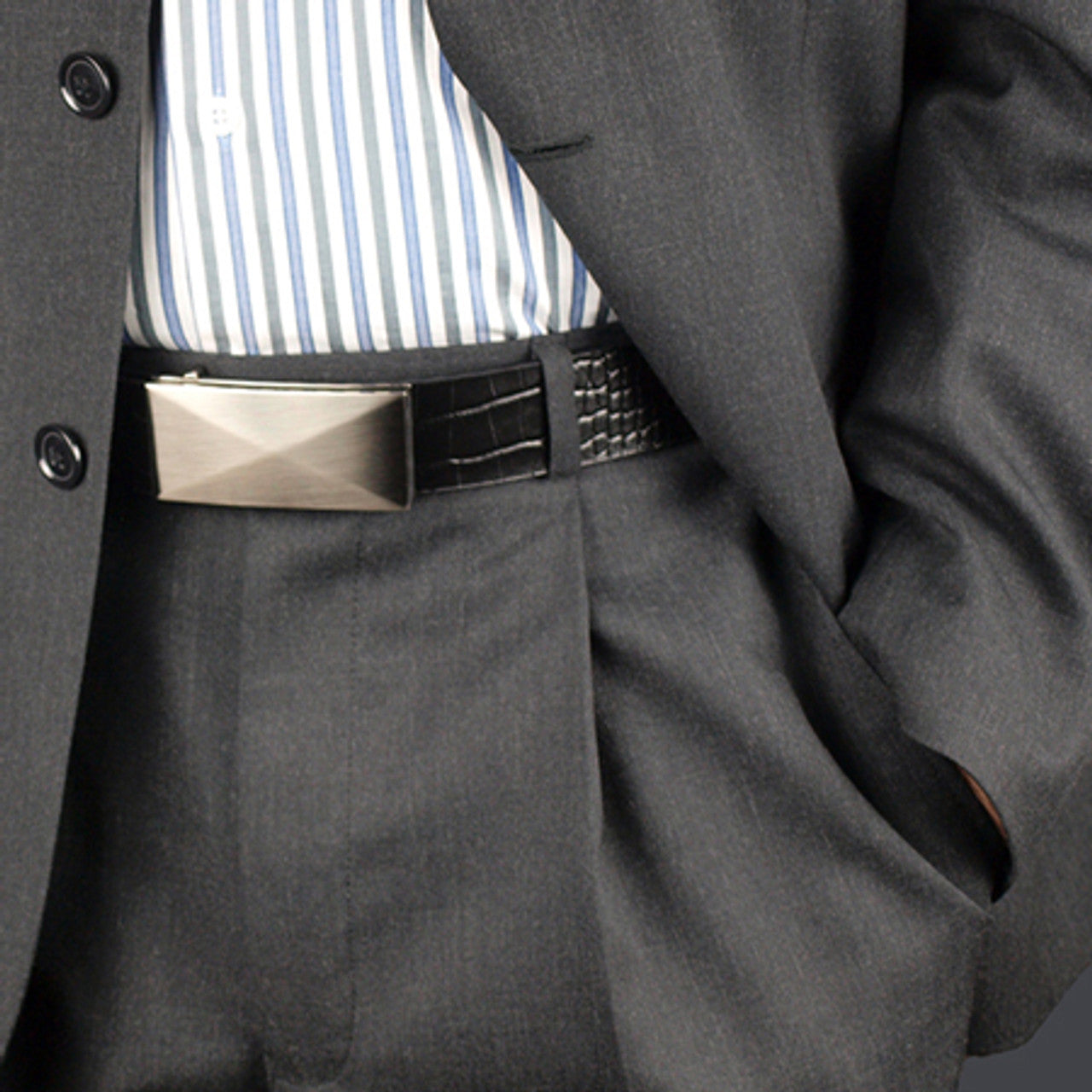 Croc Effect Leather Belt