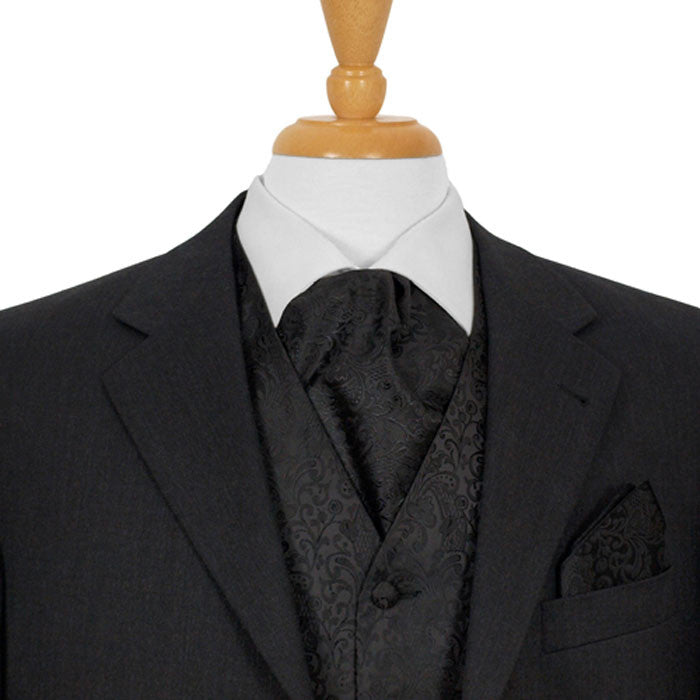 Black Floral Ascot Cravat