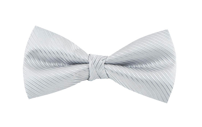 Silver Fine Striped Bow Tie
