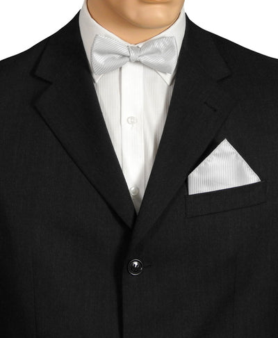 Silver Fine Striped Bow Tie