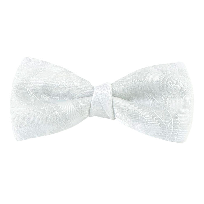 White Paisley Bow Tie