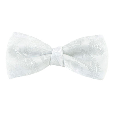 White Paisley Bow Tie