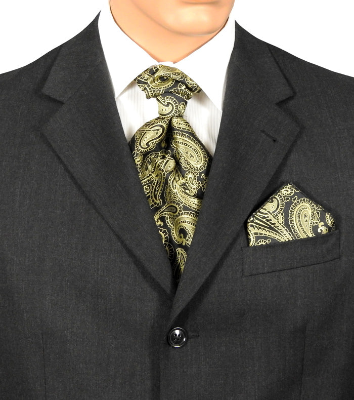 Black And Gold Paisley Fat Boy Ties