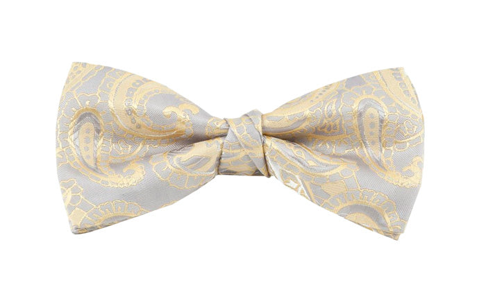 Silver And Gold Paisley Bow Ties