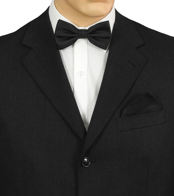 Black Herringbone Bow Tie