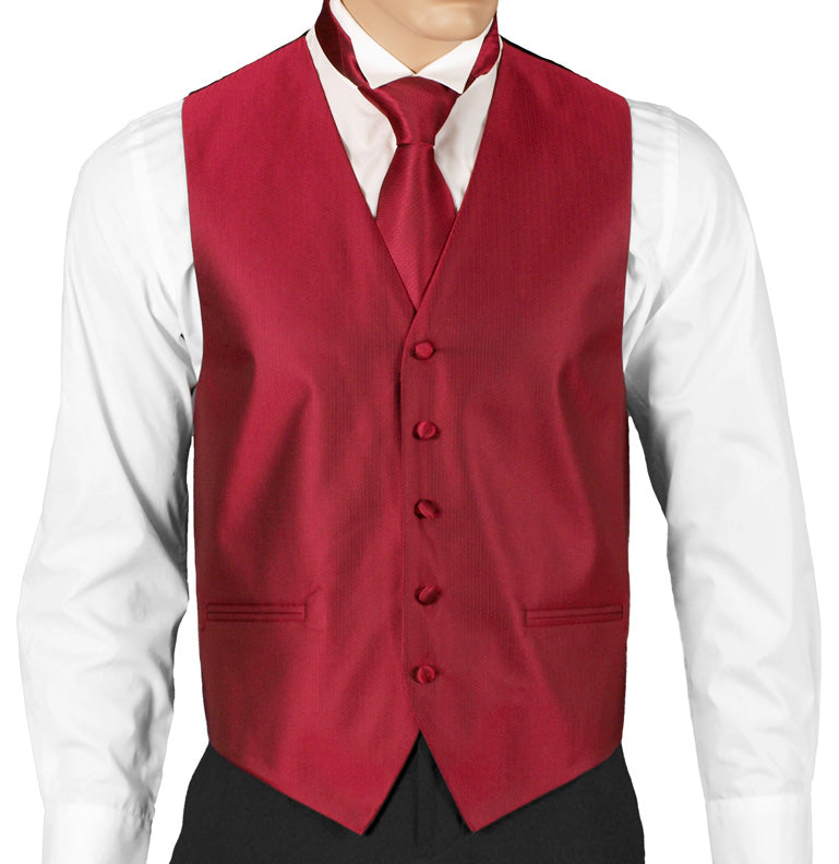 Red Herringbone Formal Vest