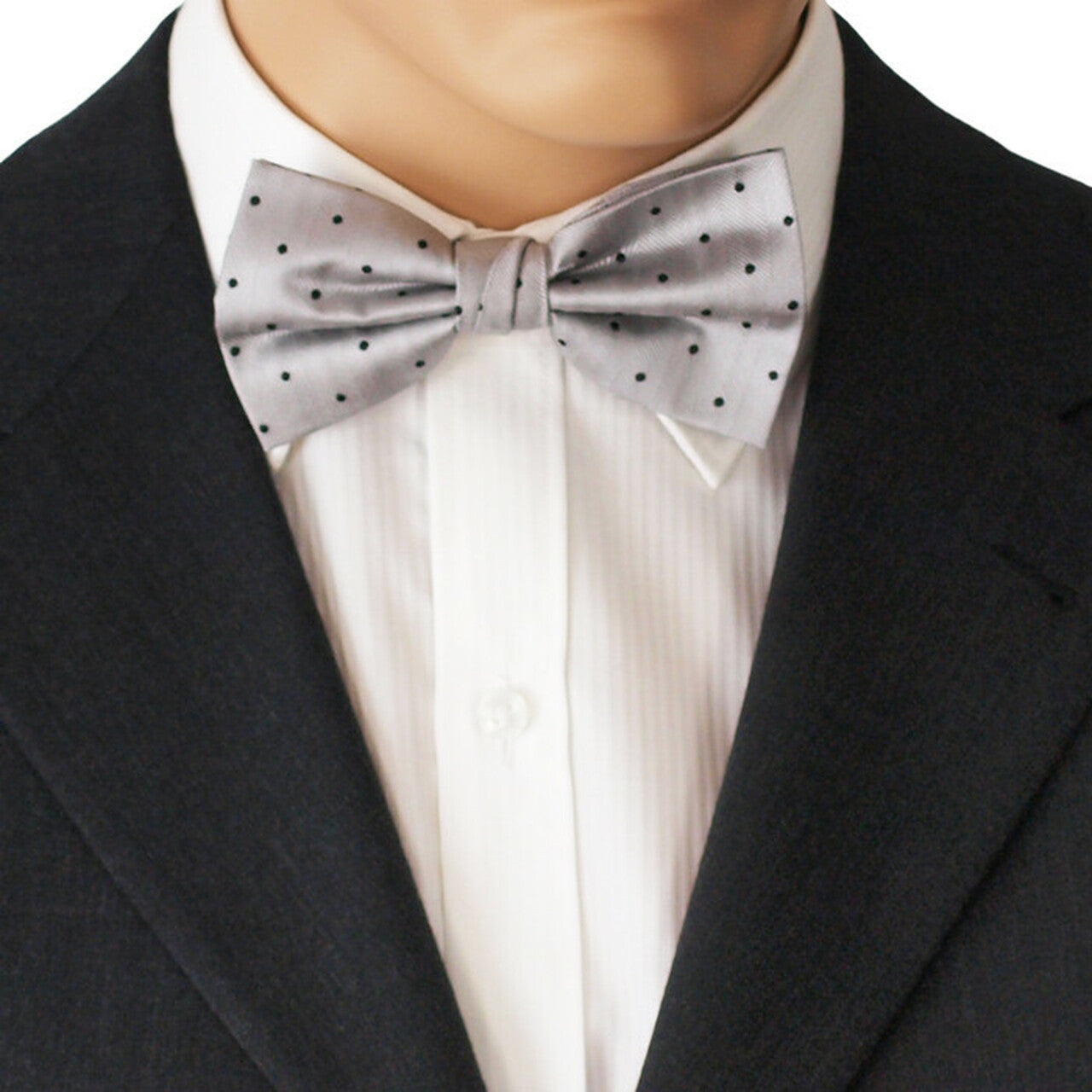 Silver Dotted Bow Tie