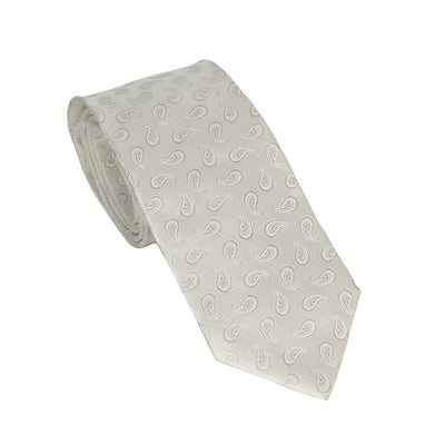 Michel Rouen Ivory Paisley Wedding Tie