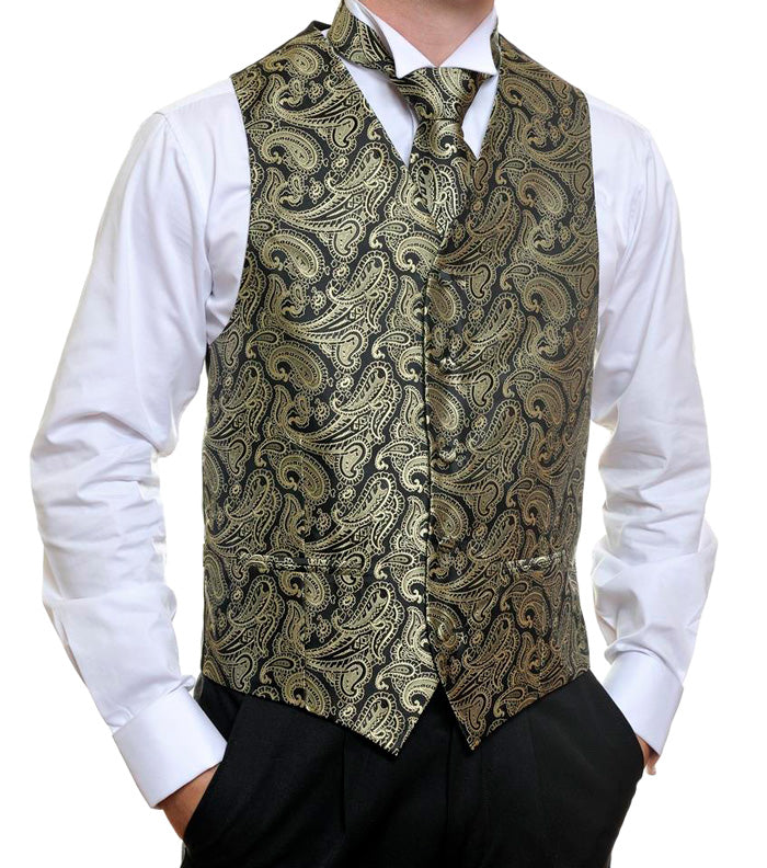 Black and Gold Paisley Vest
